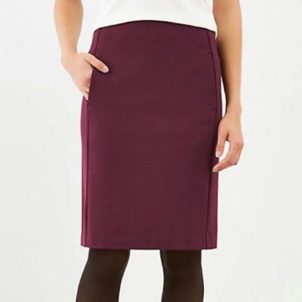 J Jill Ponte Pencil Skirt in Port Size Large Burgundy Wine Pull On New